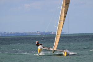 RAILBLAZA sponsored "This Way Up" 9.2m catamaran , Club Marine Wednesday Sailing Series Update
